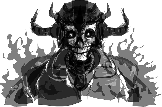 Evil skeleton black and white 
